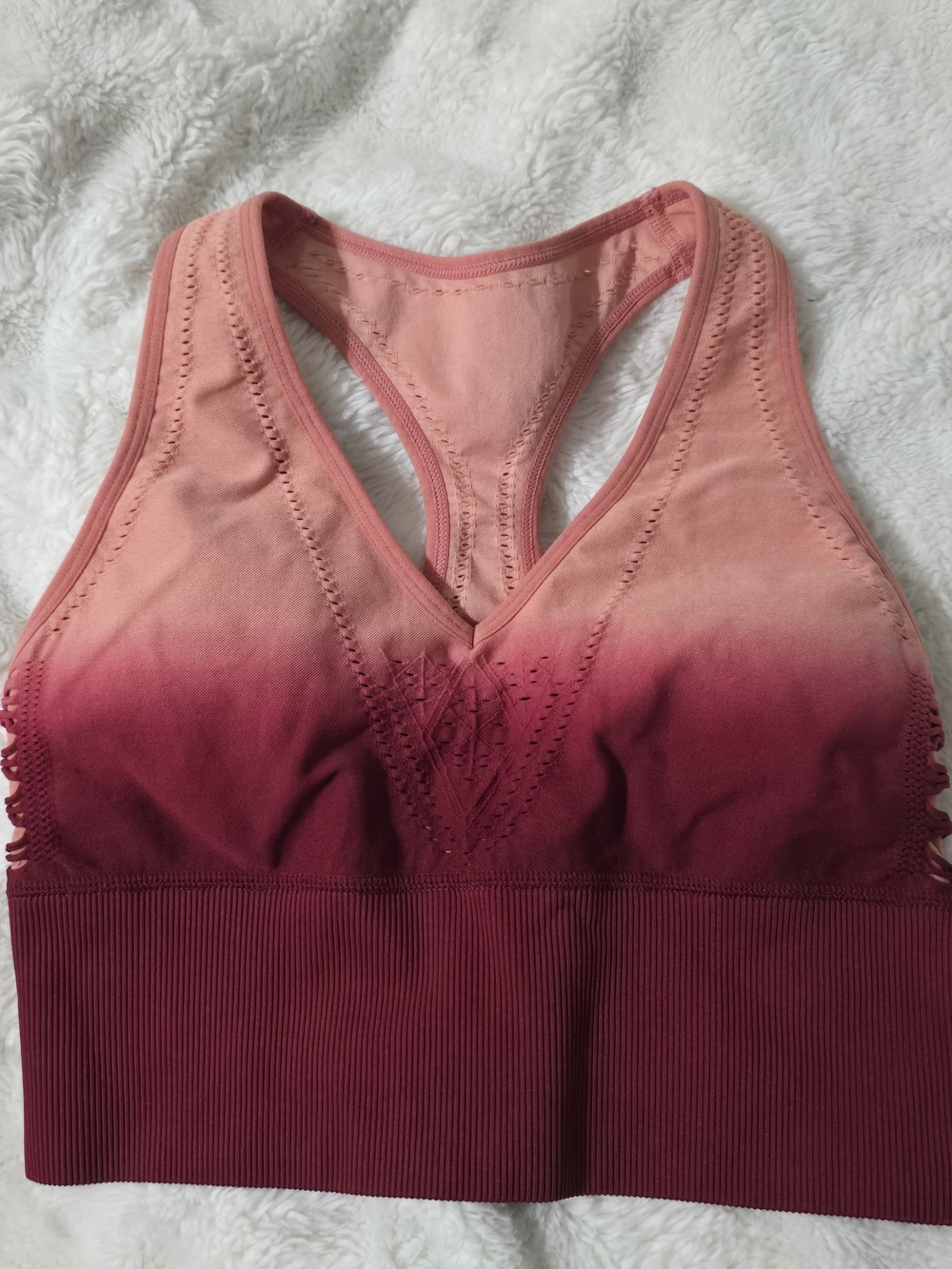 PINK Victoria's Secret Ombre Racerback Sports Bralette in Coral to Berry